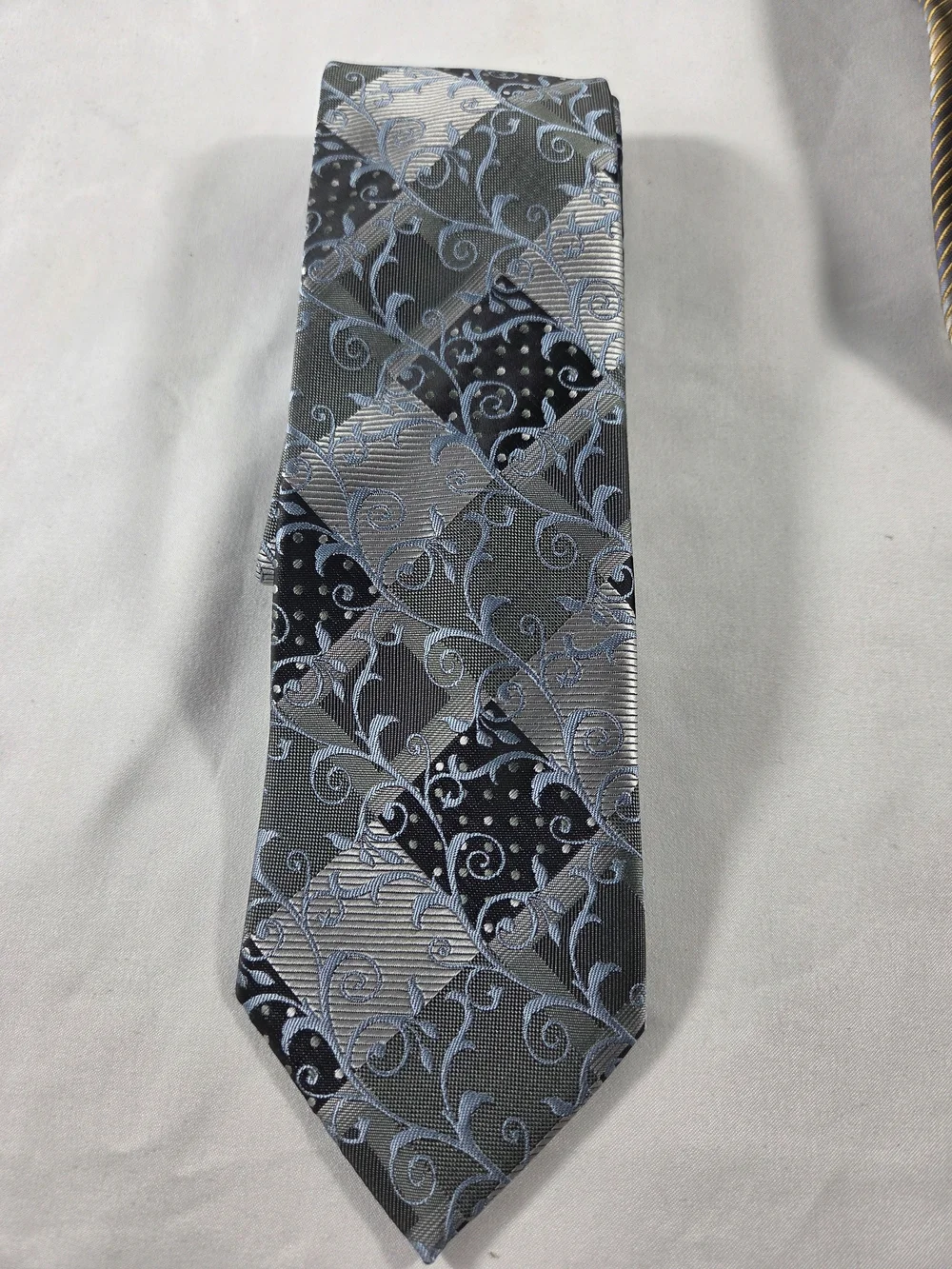 Pierre Cardin Gray and Light Blue Patterned Men's Tie